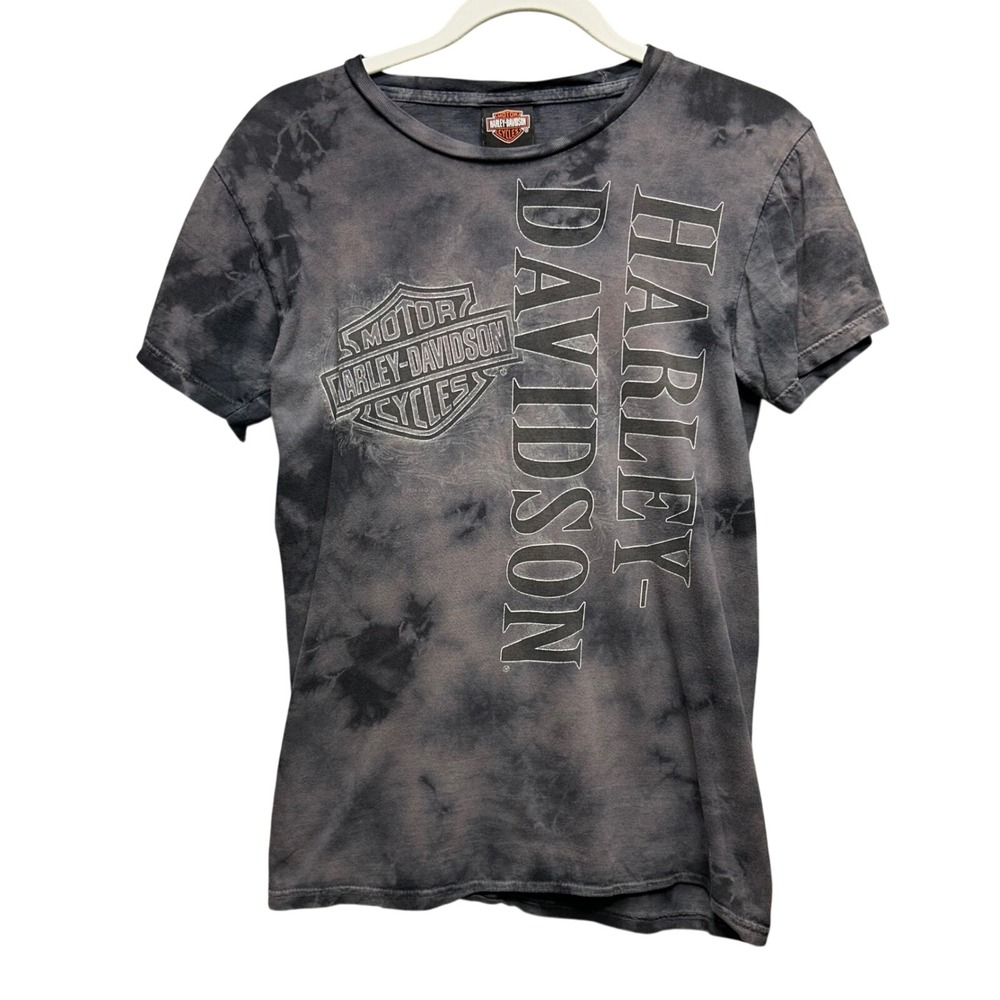 Harley Davidson Graphic T-Shirt‎ Stan's Batavia NY Womens SM Grey Tie Dye Biker